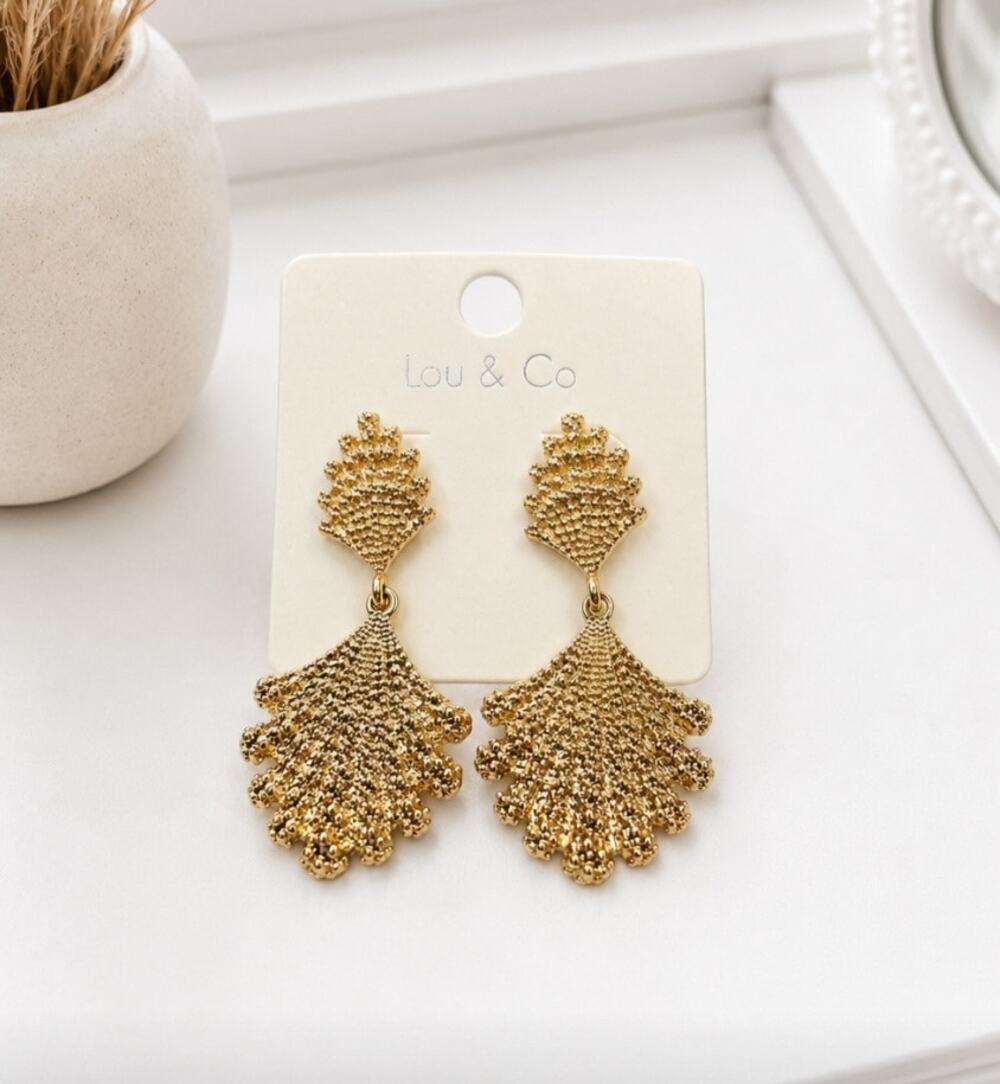 Lou & Co Gold Textured Earrings New